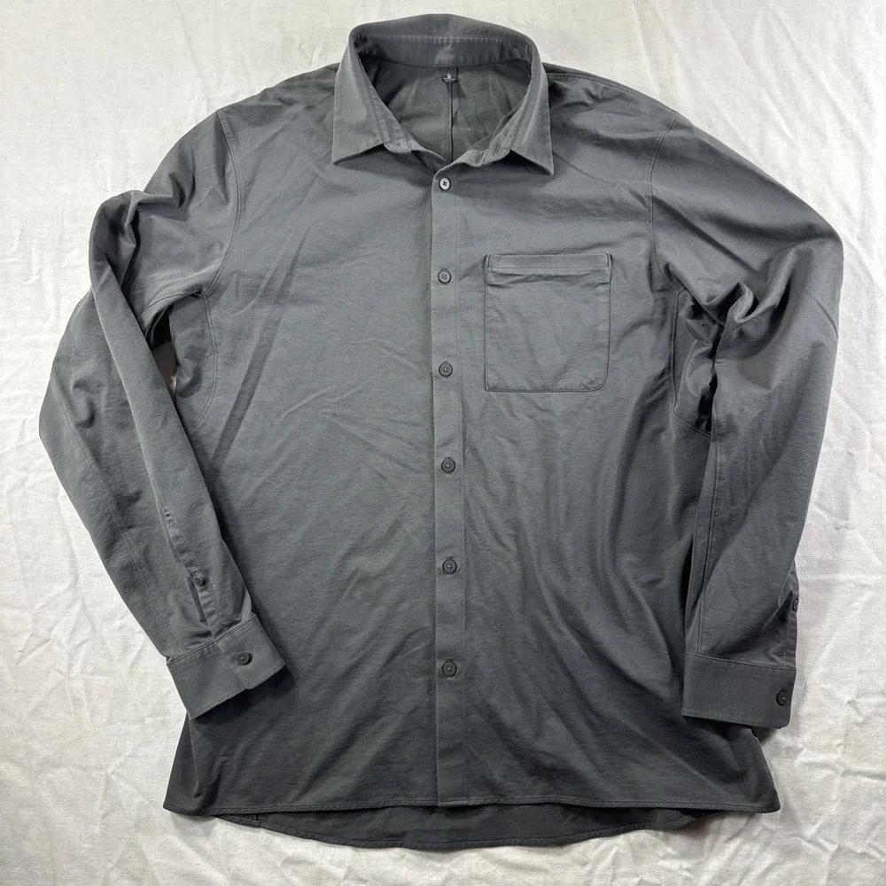 Lululemon Button Up Shirt Mens XL Long Sleeve‎ Performance Stretch Oxford Gray